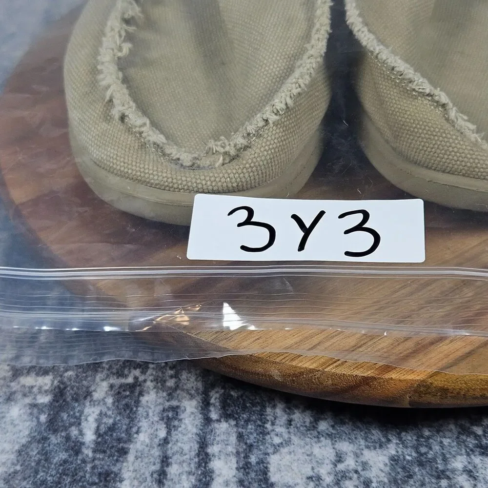 Crocs Santa Cruz Shoes Mens 12 Khaki Beige Canvas Slip On Loafers Comfort Preppy
